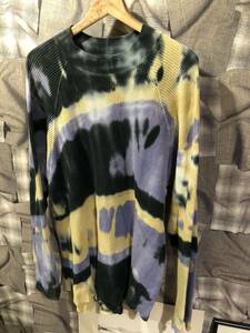 Sasquatchfabrix. サスクワァッチファブリックス 19AW-CSL-008 TYE-DYE MOCKNECK WAFFLE サイズL パープル ブラック　FK