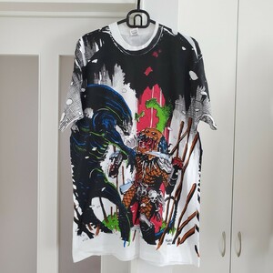 90s ALIEN vs PREDATOR Tシャツ エイリアン プレデター COMIC IMAGES AOP VENOM JOKER JUBILEE アキラ 鉄雄 映画 BATMAN DC COMICS