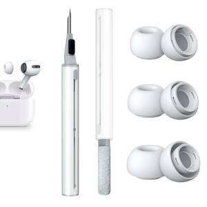 イヤーピース AirPods Pro 第1/2世代対応、3 in 1イヤホン掃除道具付き、シリコンイヤーチップ (S/M/Lサイズ 各ペア)柔らかい 滑り止め 