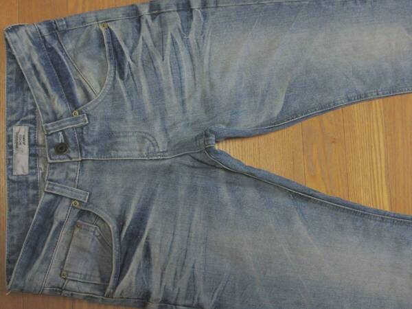 存在感抜群 リアルな超絶カッコいい色落ち ヴィンテージ感MAXのライトブルー MOSQUITO INDIGO JEANS ダメージ&ユーズド加工 28inchメンズ