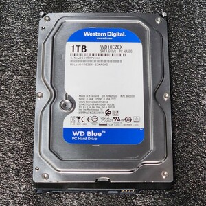 【送料無料】WesternDigtal WD Blue WD10EZEX-22MFCA0 1TB 3.5インチ内蔵HDD 2020年製 フォーマット済み 正常品 PCパーツ 動作確認済