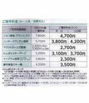 数量9迄〜送料63円/ニセコ東急 グラン・ヒラフ ハンターマウンテン塩原 マウントジーンズ那須 たんばら 斑尾 蓼科　リフト券割引券._画像1