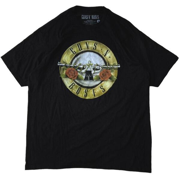 メキシコ製 GUNS N' ROSES バンド半袖Tシャツ 拳銃 バラx31 XL相当