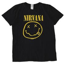 NIRVANA バンド半袖Tシャツ ニコちゃん スマイル ロックＴ x53 S相当_画像1