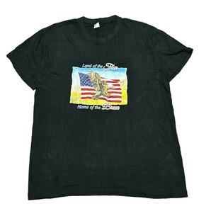 US古着 半袖Tシャツ 星条旗 独立記念日 イーグル ブラックv20 XL相当
