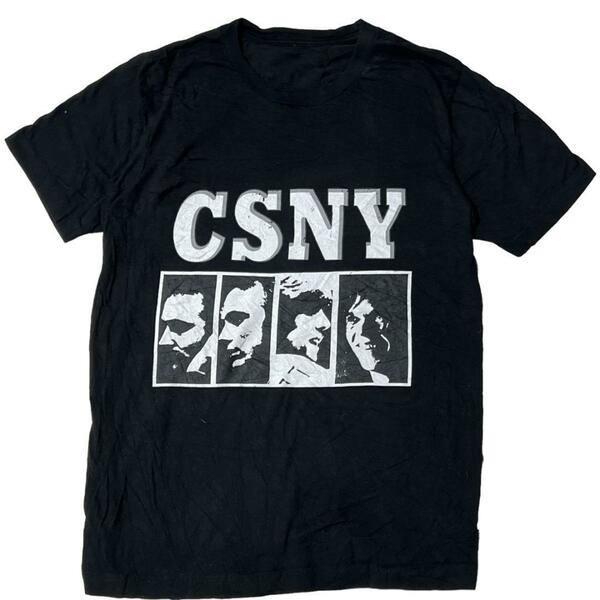 CSNY バンド半袖Tシャツ USロック ブラック US古着 w60 S相当