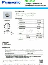 ★【新品・即決】Panasonic パナソニック CTL1616 CTL系コイン形リチウム二次電池 1個 [並行輸入]★_画像5