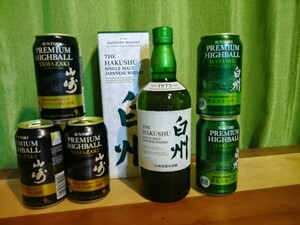 SUNTORY　白州(箱付、未開栓)　山崎ハイボール３缶　白州ハイボール２缶　セット