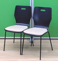 T055Tちょる☆ミーティングチェア 会議用チェア スタッキングチェア 2脚セット 会議椅子 エルモサ 幅500×奥行525×高さ845mm ブラック_画像1