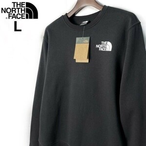 1円～!売切!【正規新品】THE NORTH FACE LOGO PULLOVER CREW トレーナー スウェット US限定 裏起毛 男女兼用 ロゴプリント(L)黒①181130-22