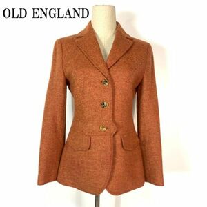 オールドイングランドカシミヤシルクテーラードジャケットオレンジOLD ENGLAND カジュアル ウエスト切り替え ポケット有 36 B5112