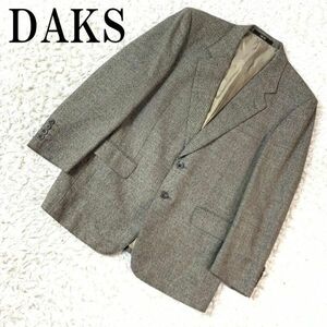 DAKS ダックスツイードテーラードジャケットベージュカジュアル ビジネス オフィス ネーム刺有 バックスリット有 94AB4 B5484