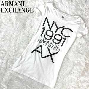 ARMANI EXCHANGE 半袖Tシャツ ホワイト アルマーニエクスチェンジ 半袖カットソー プリントTシャツ 白 XS B5576