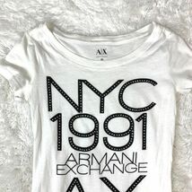 ARMANI EXCHANGE 半袖Tシャツ ホワイト アルマーニエクスチェンジ 半袖カットソー プリントTシャツ 白 XS B5576_画像2