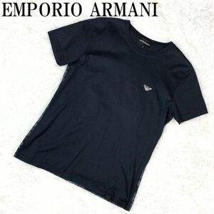 EMPORIO ARMANI 半袖Tシャツ ブラック エンポリオアルマーニ 半袖カットソー 切り替え ペイズリー柄 黒 コットン100％ S B5598