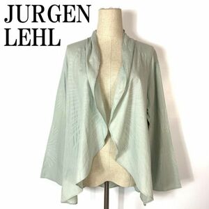 JURGEN LEHL シャツカーディガン ライトグリーン ヨーガンレール 刺シャツ 薄緑 コットン100％ M B5665