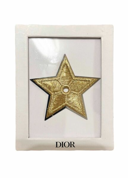 クリスチャンディオール Christian Dior ピンバッチ スター 星 ETOILE エトワール 刺繍ゴールド 金具シルバー