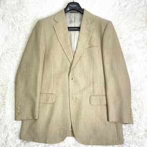 1019美品希少 XL シルクリネン混 バーバリーロンドン BURBERRY LONDON テーラードジャケット 背抜き ２つボタン 絹 麻 ブレンド ベージュの画像2