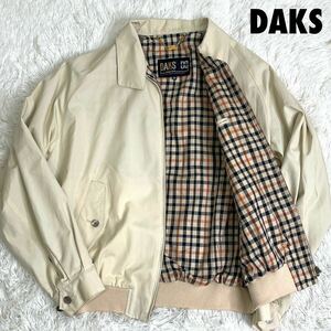 370美品 M〜L相当 ダックス DAKS スイングトップ G9 ハリントンジャケット コットン チェック柄 アイボリー 