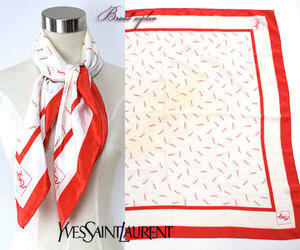 イヴサンローラン■YSL カサンドラロゴグラム　大判シルクスカーフ　Yves Saint Laurent　ヴィンテージ　vintage　scarf