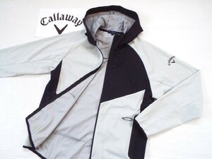 ★美品★Callaway キャロウェイ / 3レイヤー スターストレッチ フルジップ ウインドジャケット フーディー 撥水 / サイズＬ 