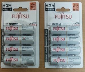 FUJITSU ニッケル水素電池 単3形 1.2V min.1900mAh 4個パック HR-3UTC（4B）×２＝８本 