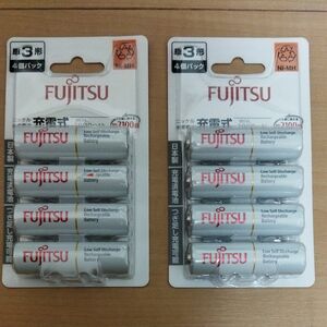 FUJITSU ニッケル水素電池 単3形 1.2V min.1900mAh 4個パック HR-3UTC（4B）×２＝８本 