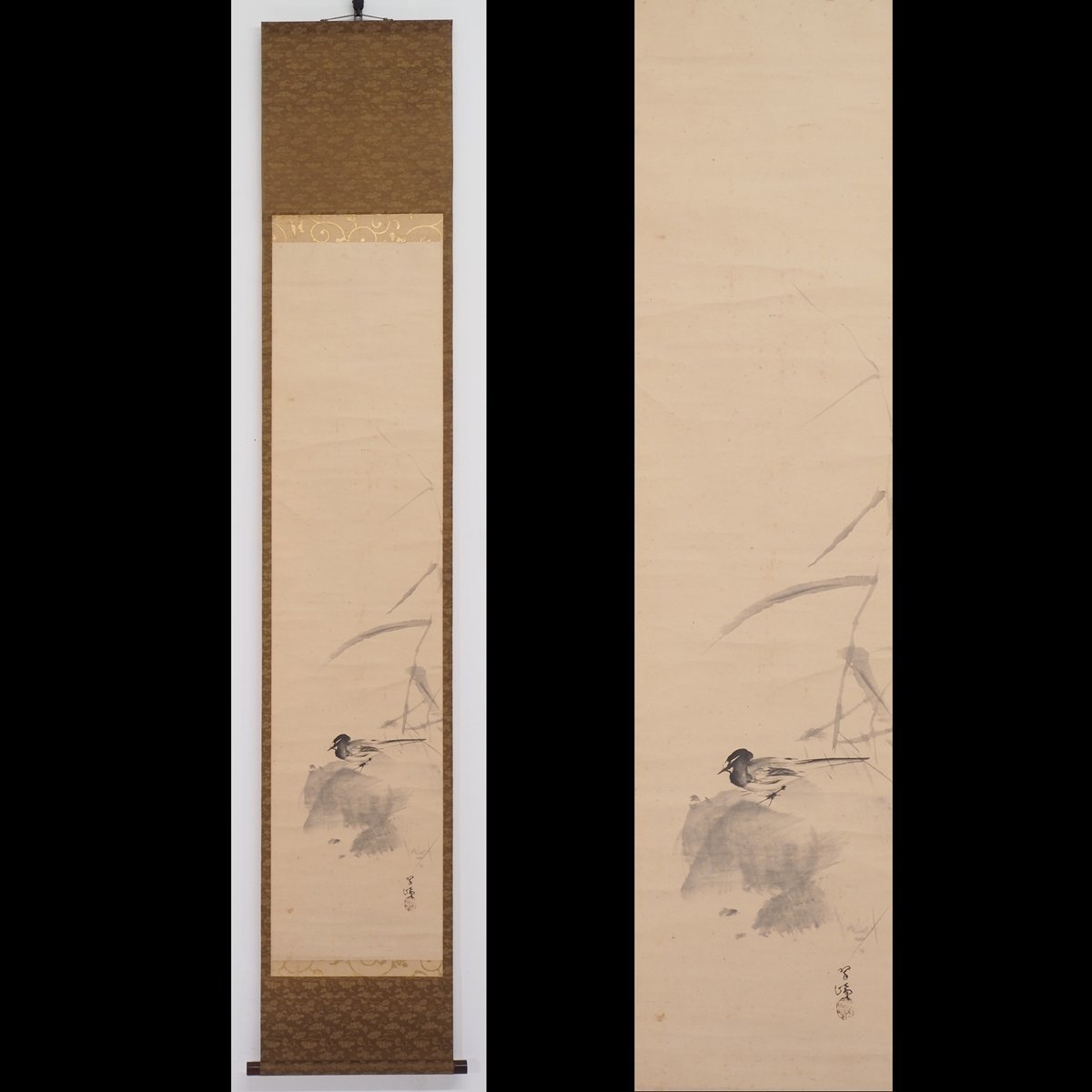 [Authentisches Werk] [Toka-an] [Nishiyama Suiho] 14967 Hängerolle Japanische Malerei Kantei Gleiche Box Taschenbuch Blumen und Vögel Kyoto Seiho Shitakeuchi Signiert, Malerei, Japanische Malerei, Blumen und Vögel, Vögel und Tiere