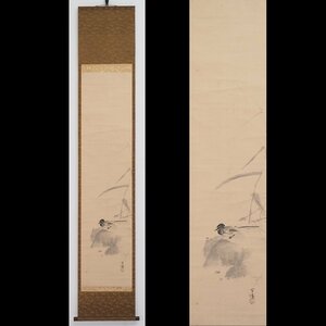 Art hand Auction [Authentisches Werk] [Toka-an] [Nishiyama Suiho] 14967 Hängerolle Japanische Malerei Kantei Gleiche Box Taschenbuch Blumen und Vögel Kyoto Seiho Shitakeuchi Signiert, Malerei, Japanische Malerei, Blumen und Vögel, Vögel und Tiere