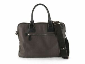 1 jpy a.testonia test -ni men's leather 2WAY shoulder bag business bag Brown × black EQ418