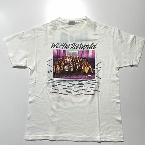 [L]1980s Vintage We Are The World USA of AFRICA Tee 1980 period Vintage wia- The world print T-shirt USA made G1850