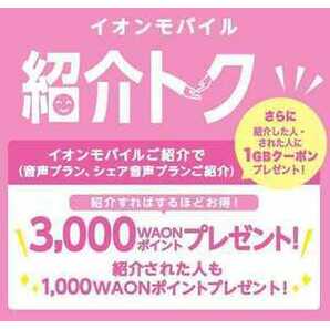 イオンモバイル 紹介 キャンペーン クーポンコード 1000 WAON ポイント＋1GB コード 紹介 トク 3000 ワオン エントリーパッケージ 格安 SIMの画像1