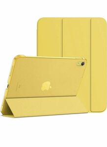 iPad 10世代 ケース 2022 10.9インチ 軽量 耐衝撃 三つ折り スタンド スマートカバー　黄色　iPadケース　新入荷