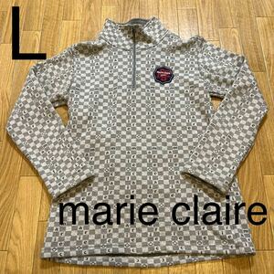 ♪♪③美品☆marie claire☆グレー系 ハーフジップ 裏起毛☆Lサイズ☆