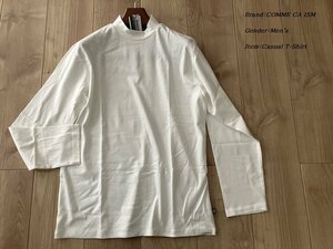 新品訳有り COMME CA ISM MEN コムサイズム エッセンシャルコットン モックネックTシャツ 01ホワイト Lサイズ 60TE09 定価3,400円