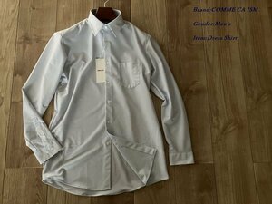 新品訳有り COMME CA ISM MEN イージーケアー/抗菌防臭加工 レギュラーカラー ストライプドレスシャツ Lサイズ 09ネイビー 11HG06 定価5,40