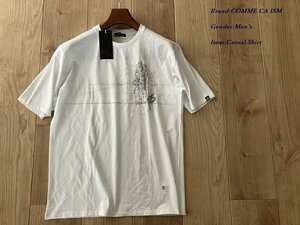 新品 COMME CA ISM コムサイズム 京源 プリントTシャツ「鼓動」 01ホワイト Mサイズ 64TC55 定価3,900円