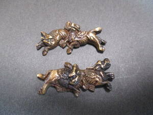 江戸期　銅　目貫「獅子図」　　　　　　　　　　　　　　　　日本刀　武具　甲冑