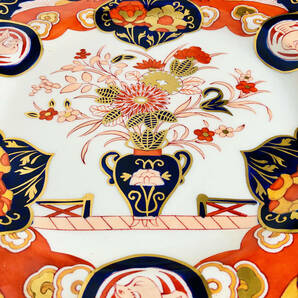 １９4０年代   メイソン陶器会社ペインターサイン入り豪華な金彩ハンドペイント伊万里パターンの大きな飾り皿  の画像8