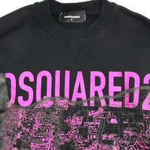 ディースクエアード サイズ S 長袖 プルオーバー トレーナー プリント コットン メンズ ブラック 黒 DSQUARED2_画像3