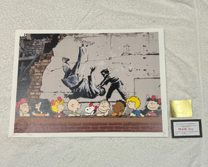 世界限定100枚 DEATH NYC スヌーピー SNOOPY バンクシー Banksy「柔道家を投げる子供」ポップアート アートポスター 現代アート KAWS