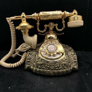 H * beautiful goods * made in Japan dial type telephone machine ELECTRA elect la Vintage antique retro 80 year made black telephone simple cleaning being completed 