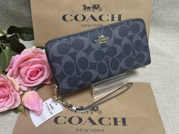 コーチ COACH 長財布 シグネチャー アコーディオン ラウンドファスナー ロング ジップ アラウンド プレゼント ギフト C4452 A040 