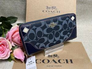 コーチ 財布 COACH 長財布 シグネチャー デニムレザー アコーディオン ジップアラウンド 誕生日 プレゼント 贈り物 ギフト F53769 A146 