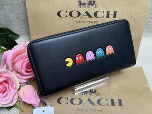 コーチ COACH 長財布 財布 パックマンコラボ黒 フューシャ レザー コーチ ×パックマン コラボ レザー プレゼント 贈り物 F55736 A149