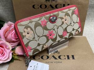 コーチ COACH 長財布 財布 シグネチャー アコーディオンジップ アラウンド デイジー フローラル プレゼント 贈り物 新品 F51339 A099