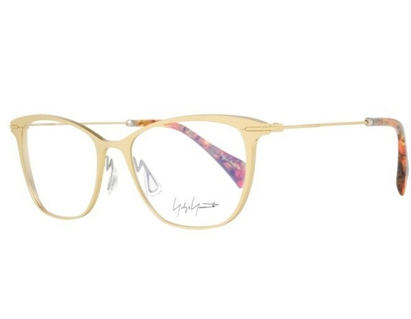 限定値下げ価格 495ユーロ（69000円相当） YOHJI YAMAMOTO メガネフレーム 眼鏡 ヨウジヤマモト レディース 日本製 ゴールド 黄金