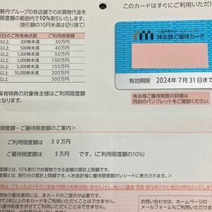 三越伊勢丹 株主様ご優待カード (ご利用限度額30万円) 