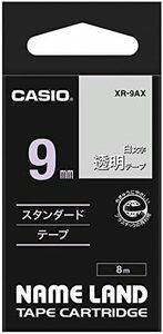 9mm_透明に白文字_単品 ラベルライター ネームランド テープ 9mm XR-9AX 透明 白文字