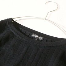 美品 INDIVI インディヴィ 綺麗め　ワイドリブ ストレッチ ニット プルオーバー 38号 M 春 秋 合服 24C03_画像2